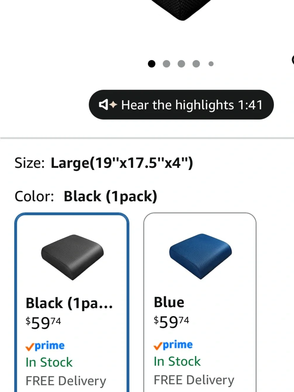 NEW Black Gel & Memory Foam Seat Cushion - Portable Support